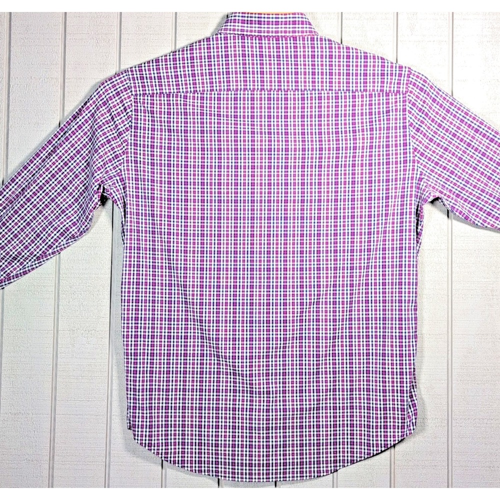 Peter Millar Dress Shirt Men's Size L Crown Purple Plaid Button Up Pelican Marsh - Picture 12 of 12